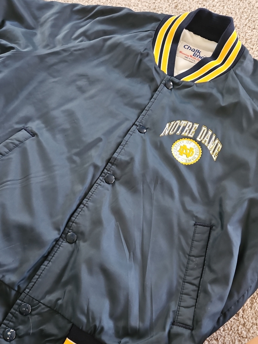 Notre Dame Bomber Jacket Chalk Line Vintage 90s/00s Size Medium